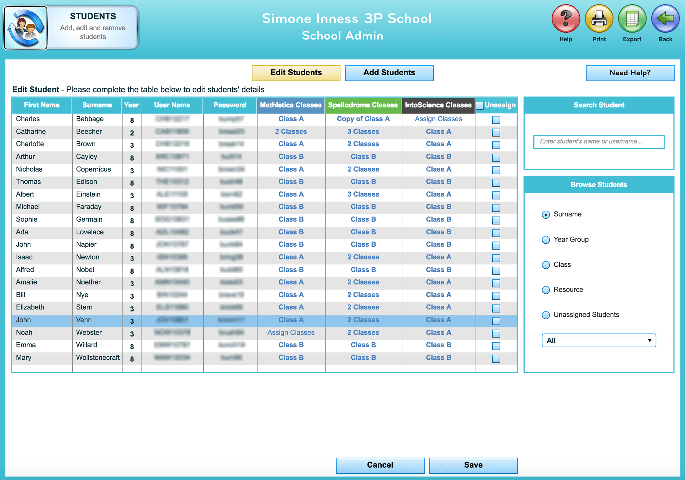 School Roll Old System