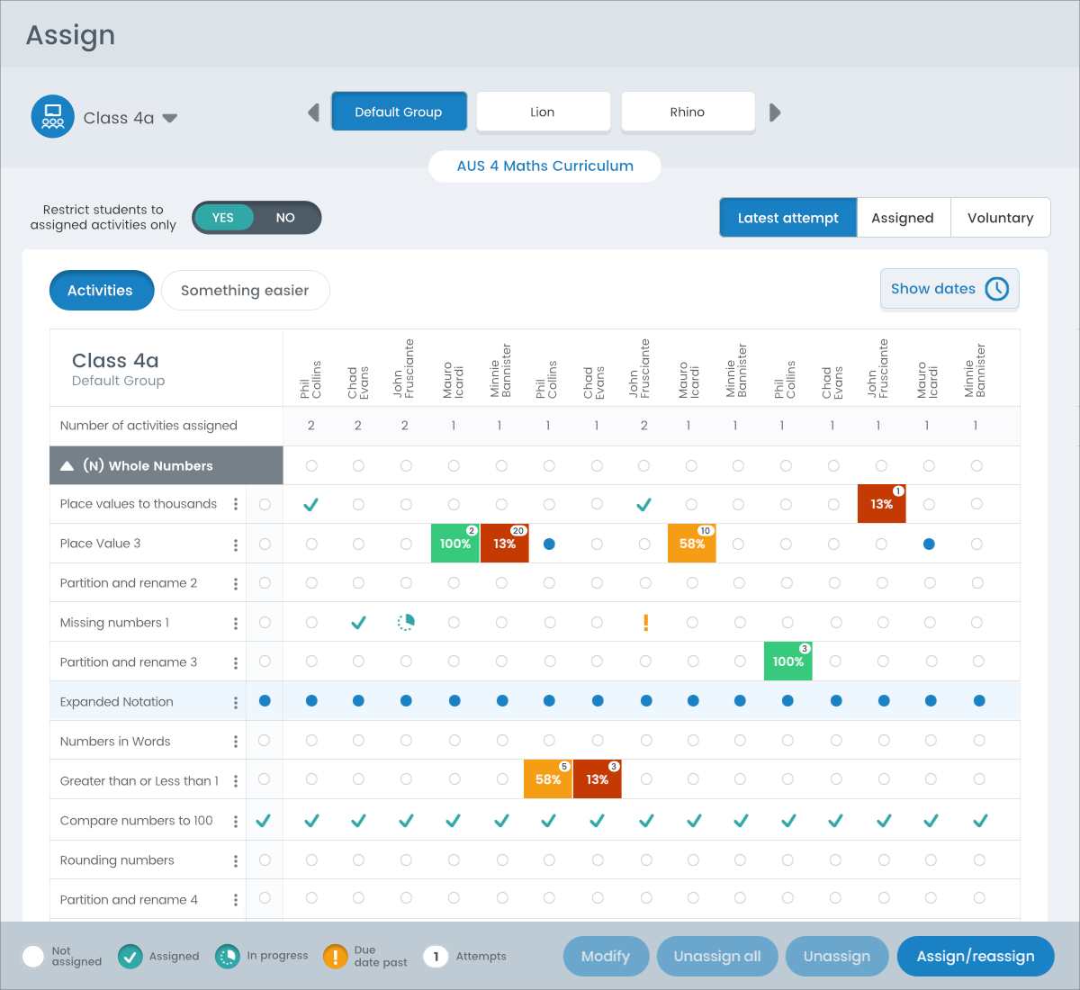 Assign activities new system